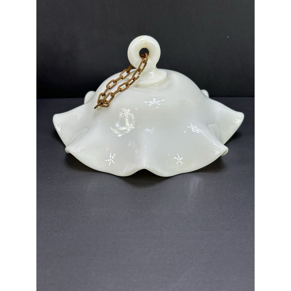 Antique Vintage Victorian Milk Glass Oil Lamp Smoke Bell 6" Ruffled